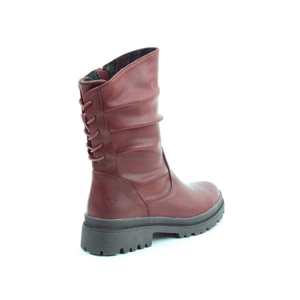 Heavenly Feet Gretel Ladies Ruby Red Vegan Zip & Lace Mid-Calf Boots-elevate your sole