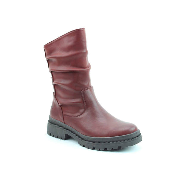 Heavenly Feet Gretel Ladies Ruby Red Vegan Zip & Lace Mid-Calf Boots-elevate your sole