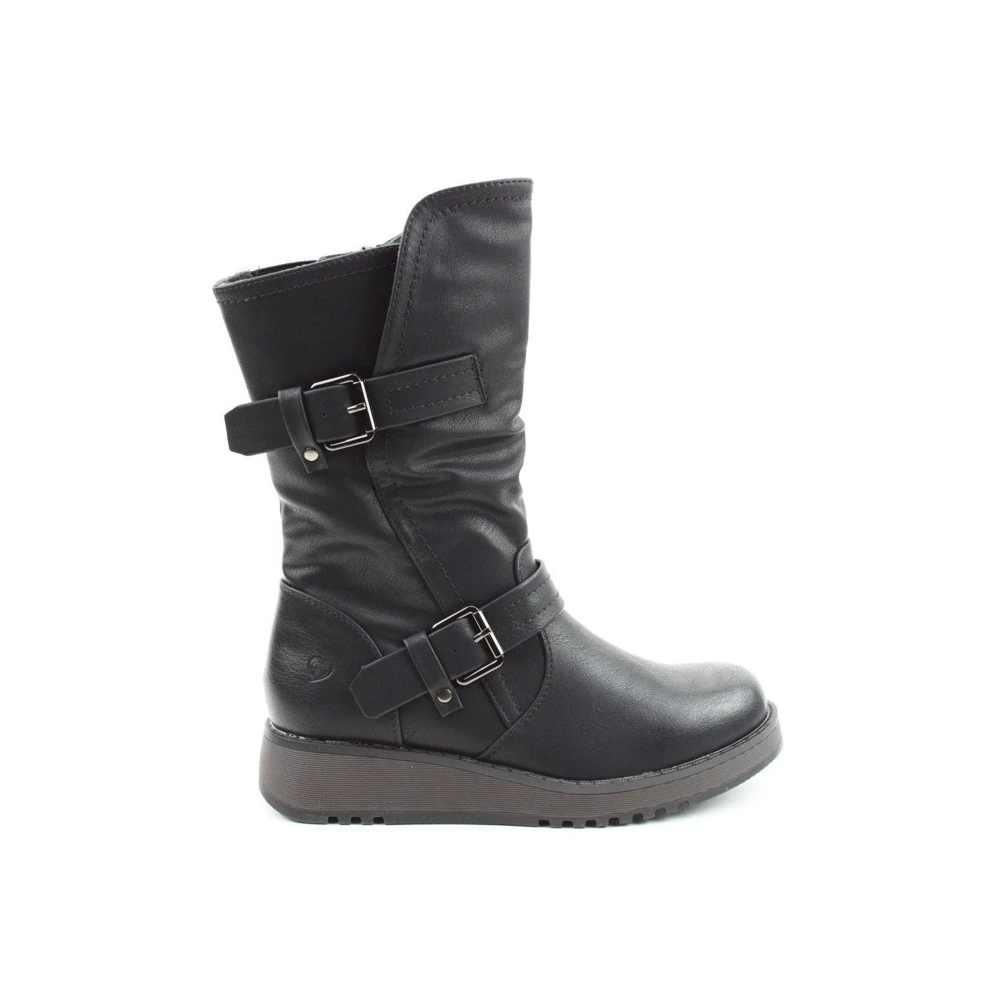 Heavenly Feet Hannah 4 Ladies Black Vegan Side Zip Mid-Calf Boots-elevate your sole
