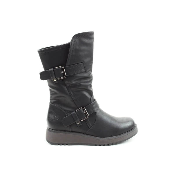 Heavenly Feet Hannah 4 Ladies Black Vegan Side Zip Mid-Calf Boots-elevate your sole