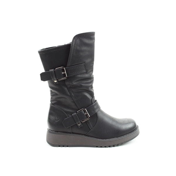 Heavenly Feet Hannah 4 Ladies Black Vegan Side Zip Mid-Calf Boots-elevate your sole