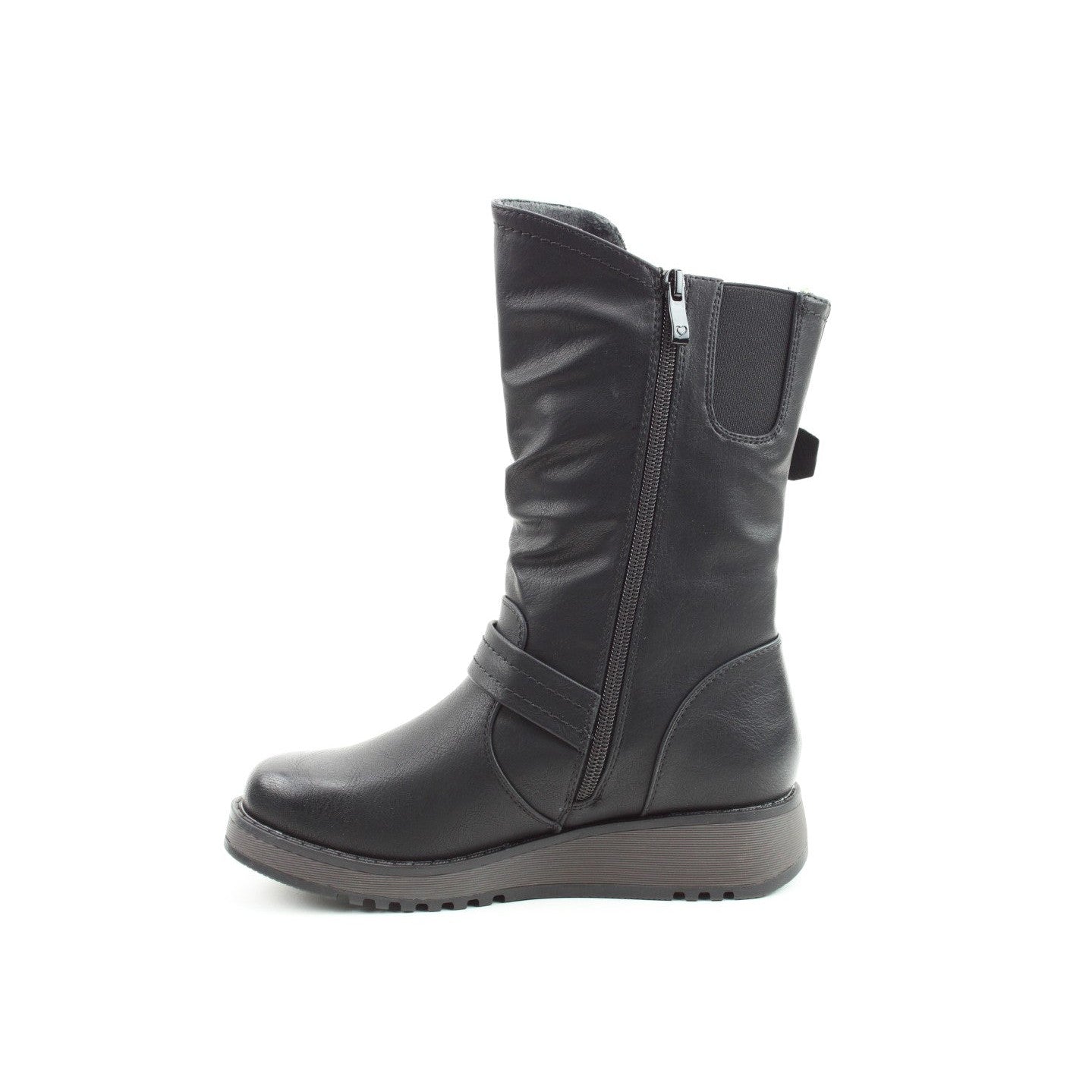 Heavenly Feet Hannah 4 Ladies Black Vegan Side Zip Mid-Calf Boots-elevate your sole