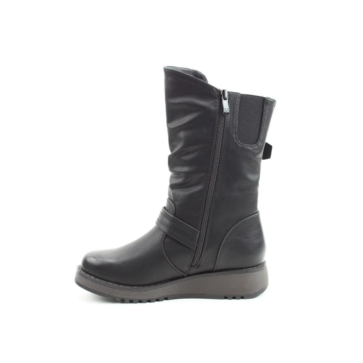 Heavenly Feet Hannah 4 Ladies Black Vegan Side Zip Mid-Calf Boots-elevate your sole