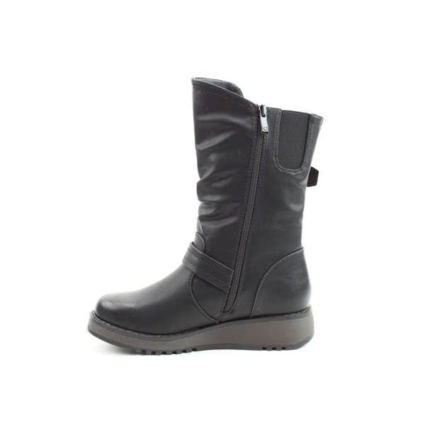 Heavenly Feet Hannah 4 Ladies Black Vegan Side Zip Mid-Calf Boots-elevate your sole