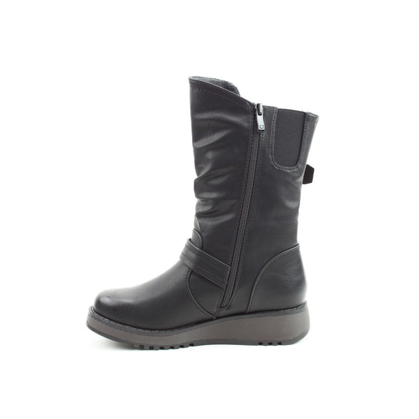 Heavenly Feet Hannah 4 Ladies Black Vegan Side Zip Mid-Calf Boots-elevate your sole
