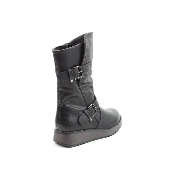 Heavenly Feet Hannah 4 Ladies Black Vegan Side Zip Mid-Calf Boots-elevate your sole
