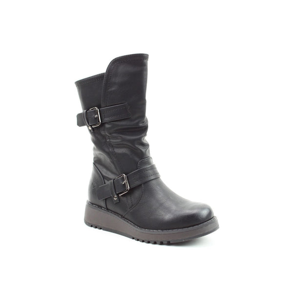 Heavenly Feet Hannah 4 Ladies Black Vegan Side Zip Mid-Calf Boots-elevate your sole
