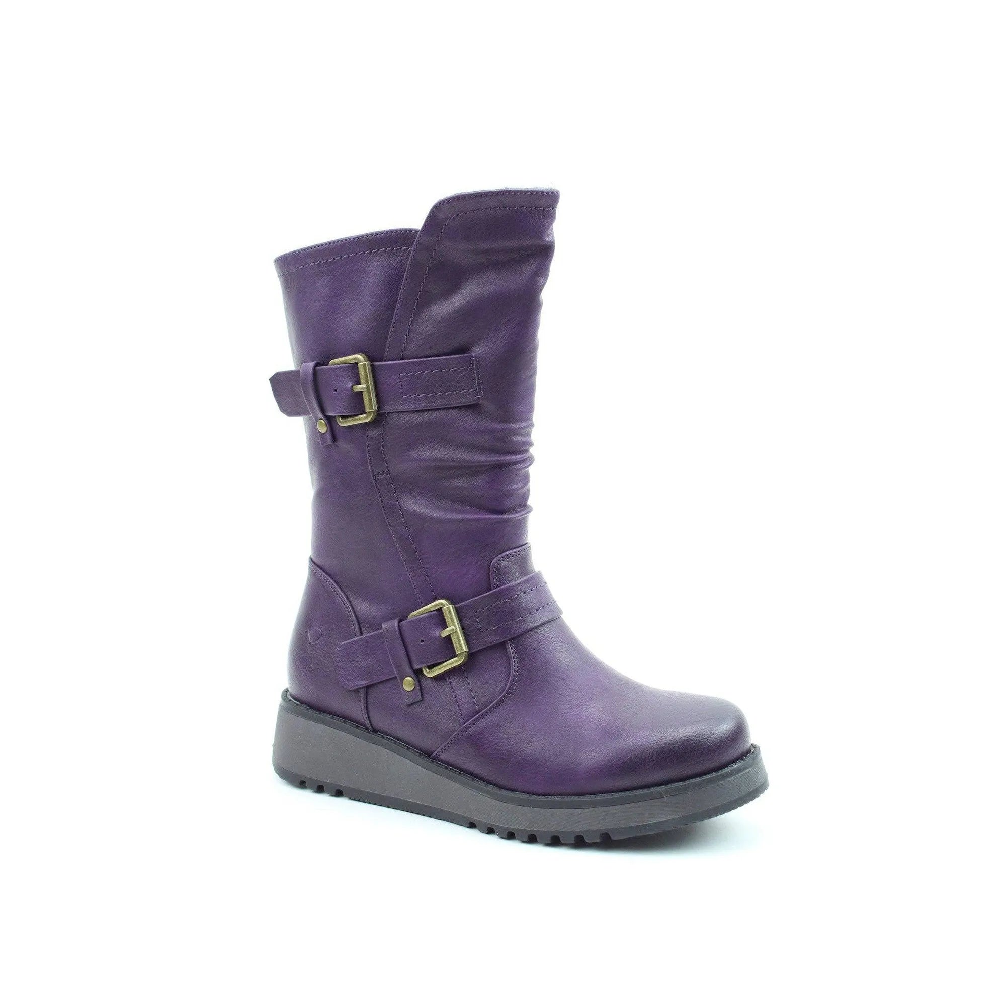 Heavenly Feet Hannah 4 Ladies Purple Vegan Side Zip Mid-Calf Boots-elevate your sole