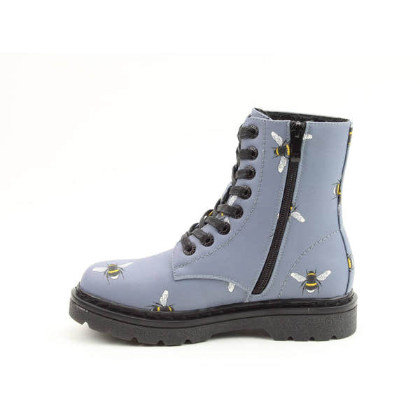 Heavenly Feet Justina 2 Bee Print Ladies Denim Vegan Zip & Lace Ankle Boots-elevate your sole