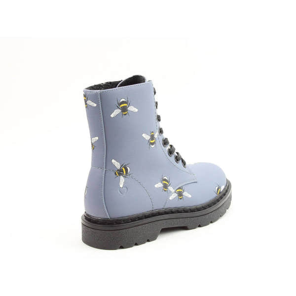 Heavenly Feet Justina 2 Bee Print Ladies Denim Vegan Zip & Lace Ankle Boots-elevate your sole