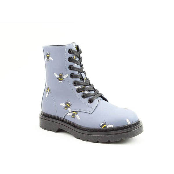 Heavenly Feet Justina 2 Bee Print Ladies Denim Vegan Zip & Lace Ankle Boots-elevate your sole