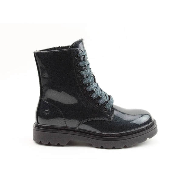 Heavenly Feet Justina 2 Glitter Ladies Black Glitter Vegan Zip & Lace Ankle Boots-elevate your sole