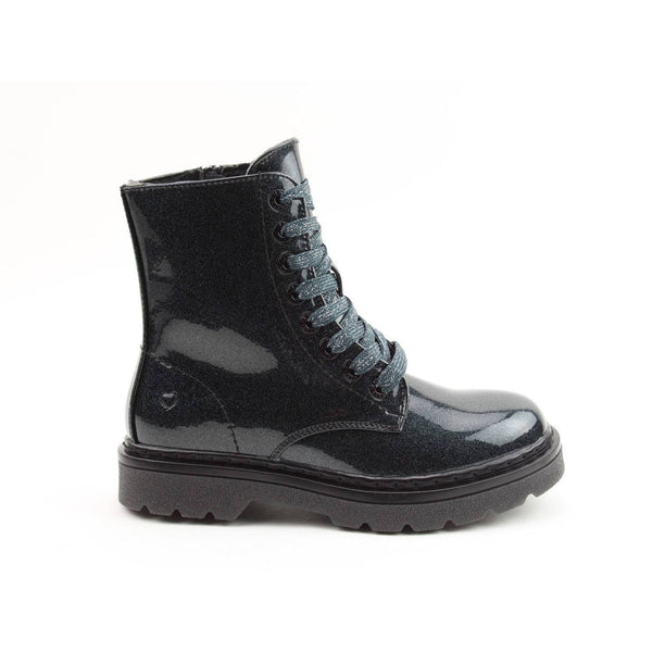 Heavenly Feet Justina 2 Glitter Ladies Black Glitter Vegan Zip & Lace Ankle Boots-elevate your sole