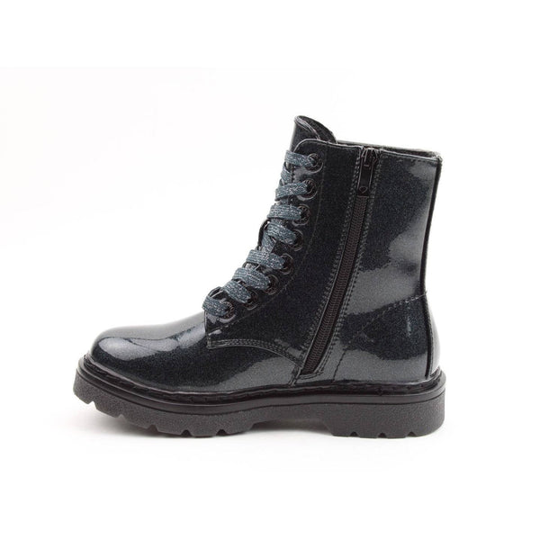 Heavenly Feet Justina 2 Glitter Ladies Black Glitter Vegan Zip & Lace Ankle Boots-elevate your sole