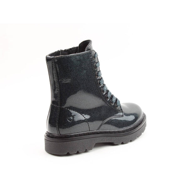 Heavenly Feet Justina 2 Glitter Ladies Black Glitter Vegan Zip & Lace Ankle Boots-elevate your sole