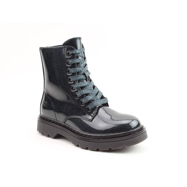 Heavenly Feet Justina 2 Glitter Ladies Black Glitter Vegan Zip & Lace Ankle Boots-elevate your sole