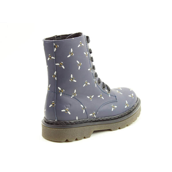 Heavenly Feet Justina 2 New Bee Print Ladies Midnight Navy Vegan Zip & Lace Ankle Boots-elevate your sole