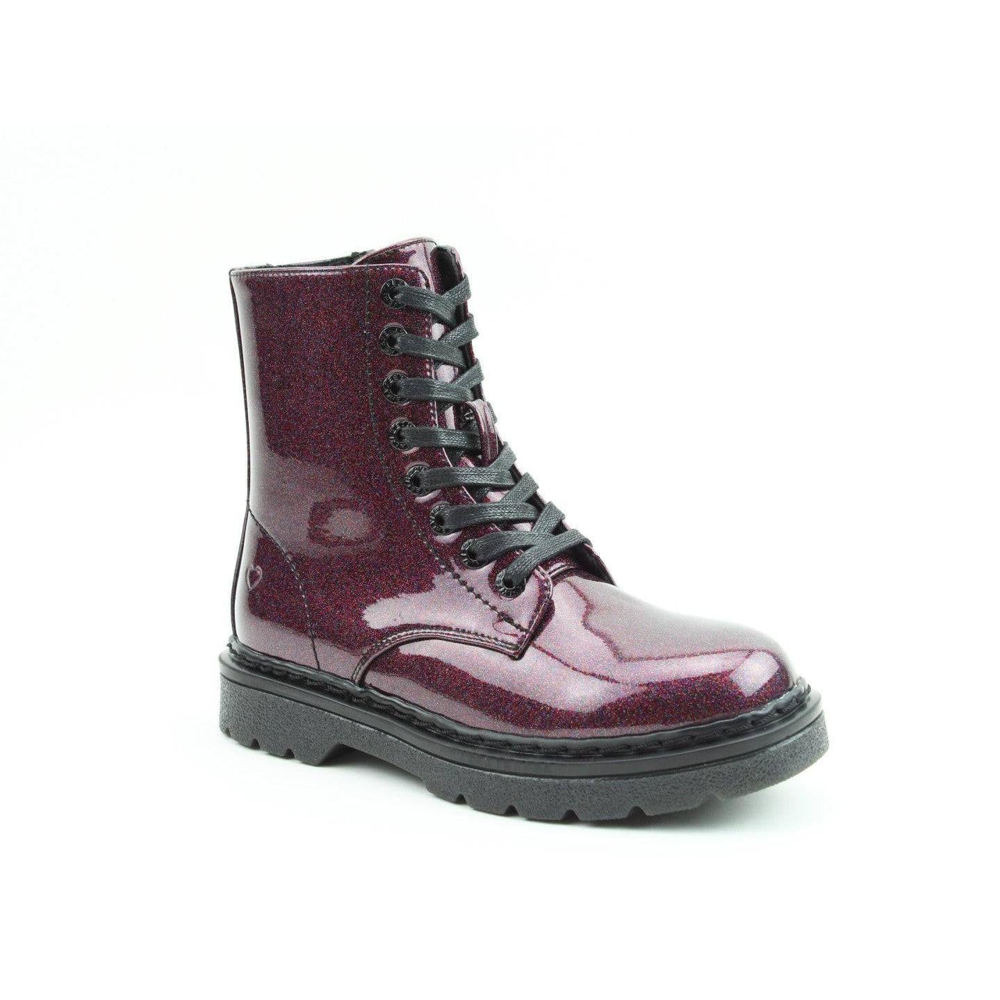 Heavenly Feet Justina 2 Ladies Purple Glitter Vegan Zip & Lace Ankle Boots-elevate your sole