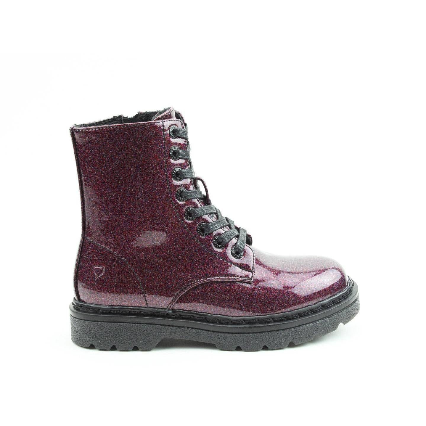Heavenly Feet Justina 2 Ladies Purple Glitter Vegan Zip & Lace Ankle Boots-elevate your sole