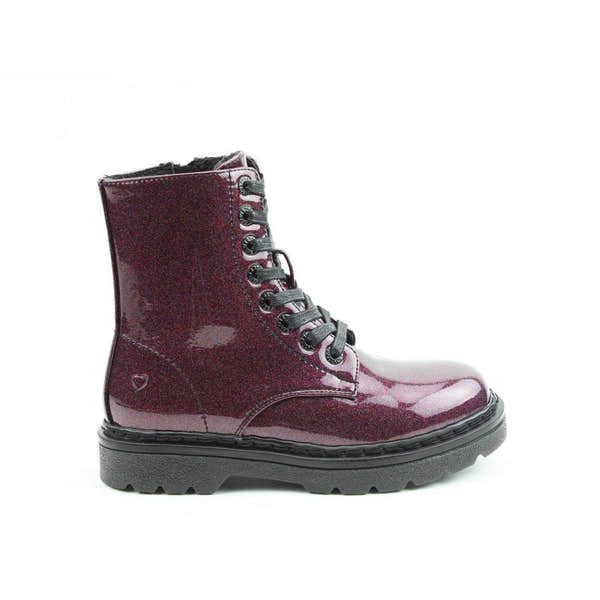 Heavenly Feet Justina 2 Ladies Purple Glitter Vegan Zip & Lace Ankle Boots-elevate your sole