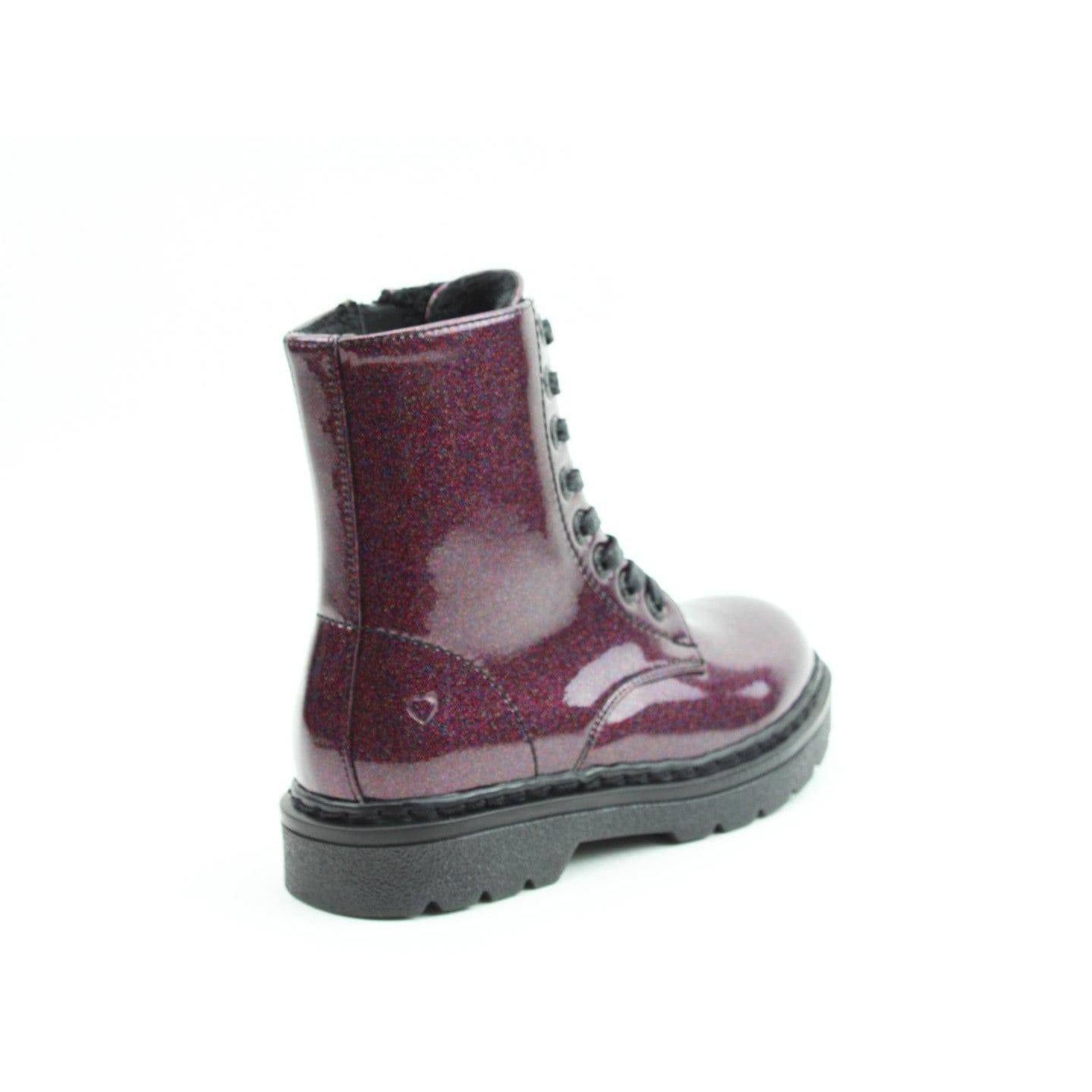 Heavenly Feet Justina 2 Ladies Purple Glitter Vegan Zip & Lace Ankle Boots-elevate your sole