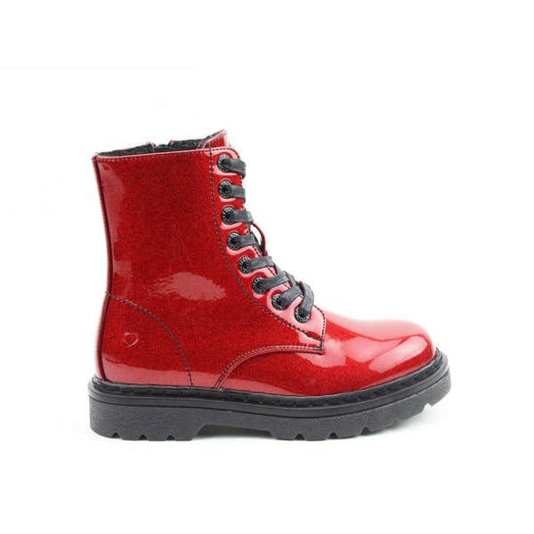Heavenly Feet Justina 2 Ladies Red Glitter Vegan Zip & Lace Ankle Boots-elevate your sole