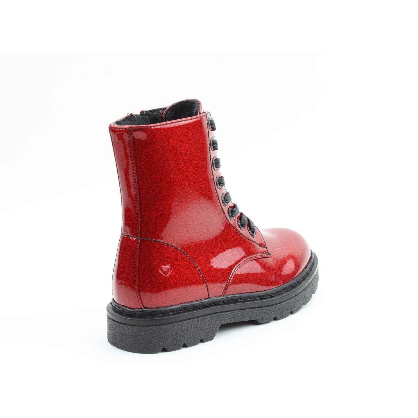 Heavenly Feet Justina 2 Ladies Red Glitter Vegan Zip & Lace Ankle Boots-elevate your sole