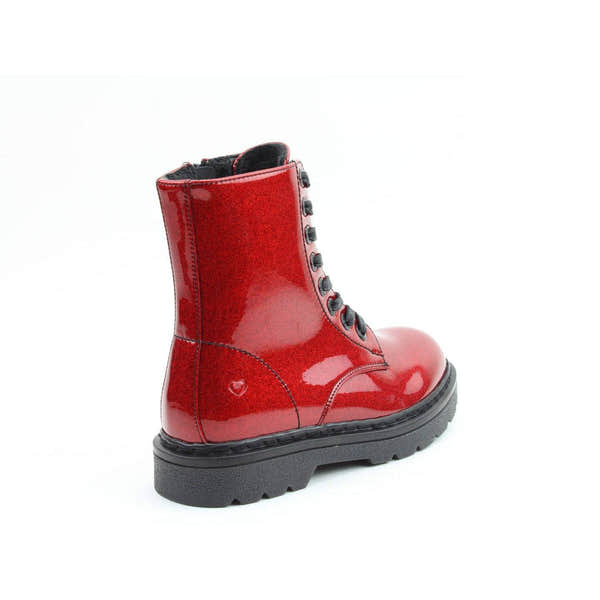 Heavenly Feet Justina 2 Ladies Red Glitter Vegan Zip & Lace Ankle Boots-elevate your sole