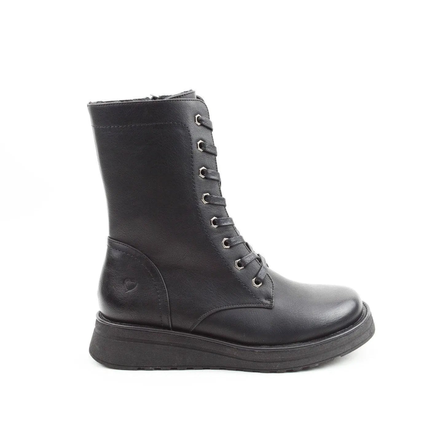 Heavenly Feet Martina 4 Ladies Black Vegan Zip & Lace Ankle Boots-elevate your sole