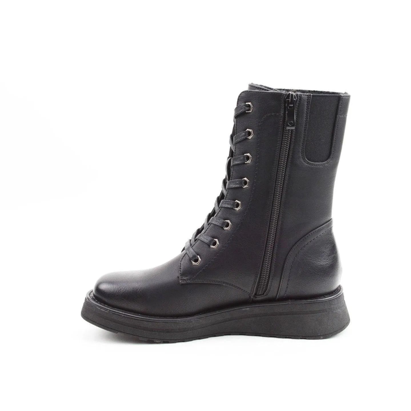 Heavenly Feet Martina 4 Ladies Black Vegan Zip & Lace Ankle Boots-elevate your sole