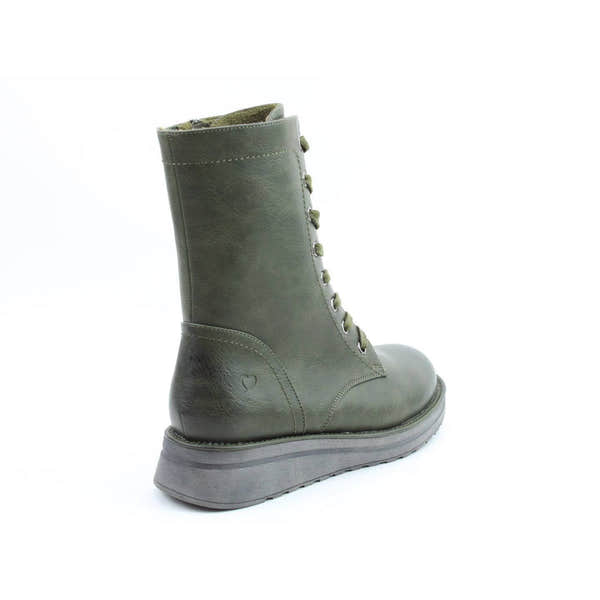 Heavenly Feet Martina 4 Ladies Khaki Vegan Zip & Lace Mid-Calf Boots-elevate your sole