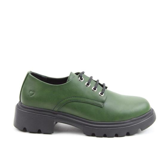 Heavenly Feet Milana Ladies Leaf Green Vegan Lace-Up Shoes with chunky sole and stylish design.