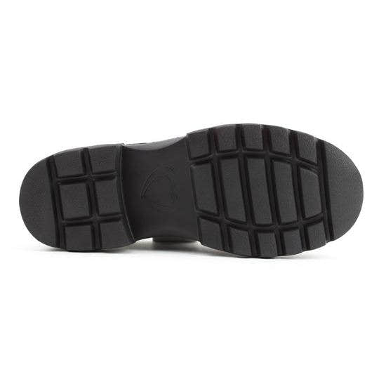 Heavenly Feet Milana Ladies Leaf Green Vegan Lace-Up Shoes with black rubber sole, low heel, and stylish leaf green vegan leather upper.