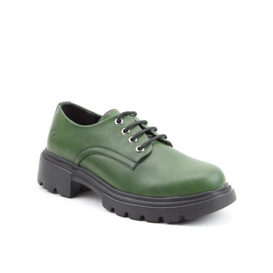 Heavenly Feet Milana Ladies Leaf Green Vegan Lace-Up Shoes with chunky black sole.