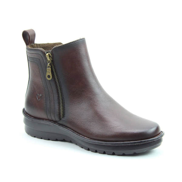 Heavenly Feet Patti Ladies Chocolate Vegan Side Zip Ankle Boots-elevate your sole