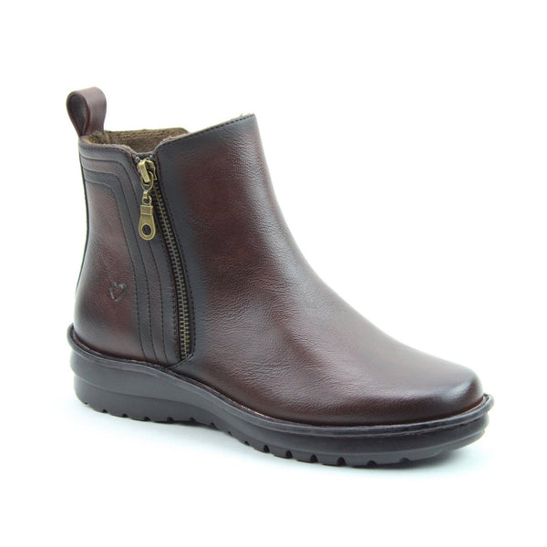 Heavenly Feet Patti Ladies Chocolate Vegan Side Zip Ankle Boots-elevate your sole