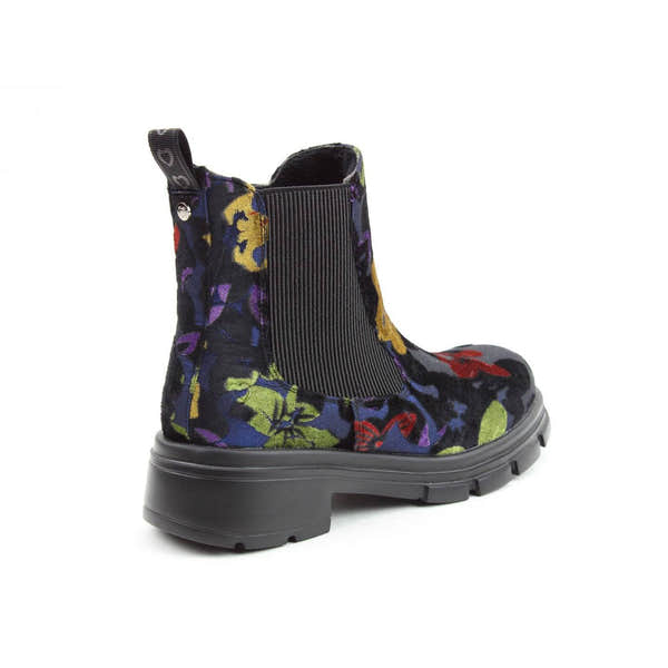 Heavenly Feet Remy Ladies Floral Velour Blue Vegan Side Zip Ankle Boots-elevate your sole