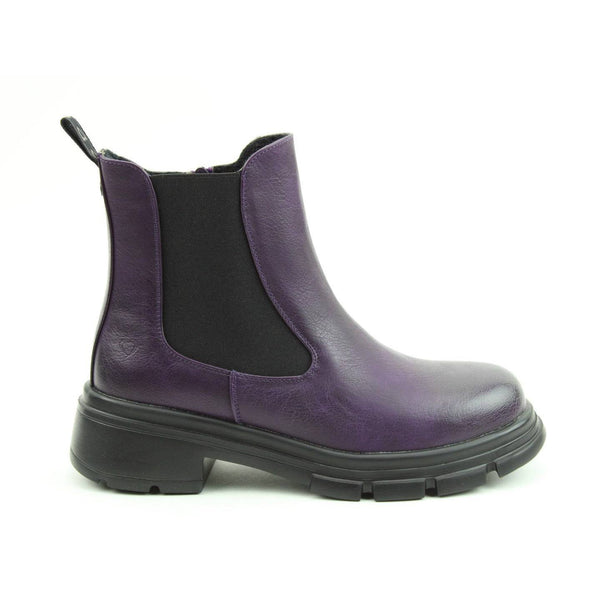 Heavenly Feet Remy Ladies Purple Vegan Side Zip Ankle Boots-elevate your sole