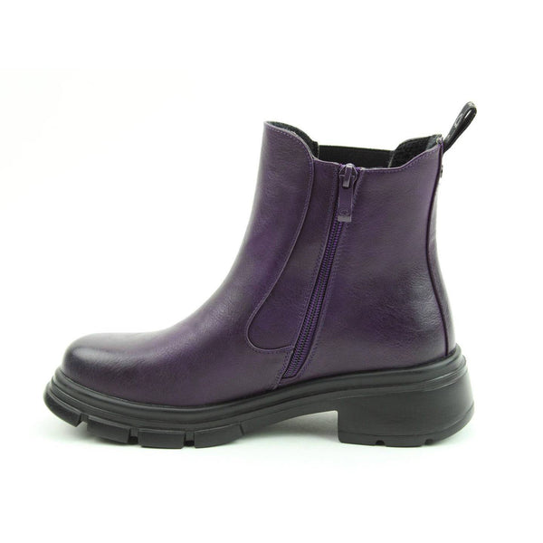 Heavenly Feet Remy Ladies Purple Vegan Side Zip Ankle Boots-elevate your sole