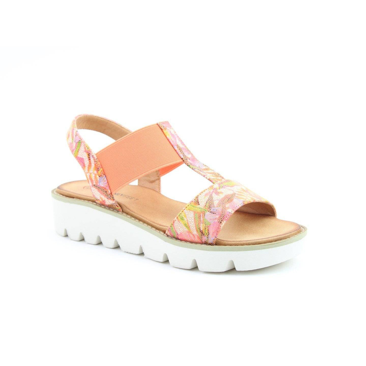 Heavenly Feet Ritz Ladies Floral Orange Vegan Pull On Sandals-elevate your sole
