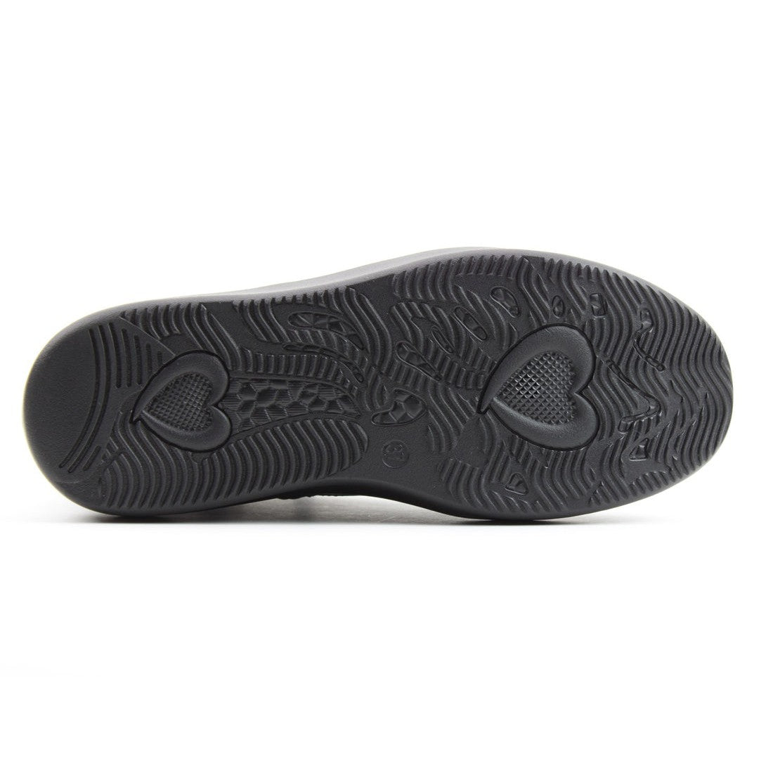 Heavenly Feet Senta Ladies Midnight Navy Vegan Ankle Boots with side zip, rubber sole, heart-shaped grip pattern, and stylish design.