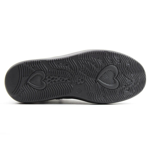 Heavenly Feet Senta Ladies Midnight Navy Vegan Ankle Boots with side zip, rubber sole, heart-shaped grip pattern, and stylish design.