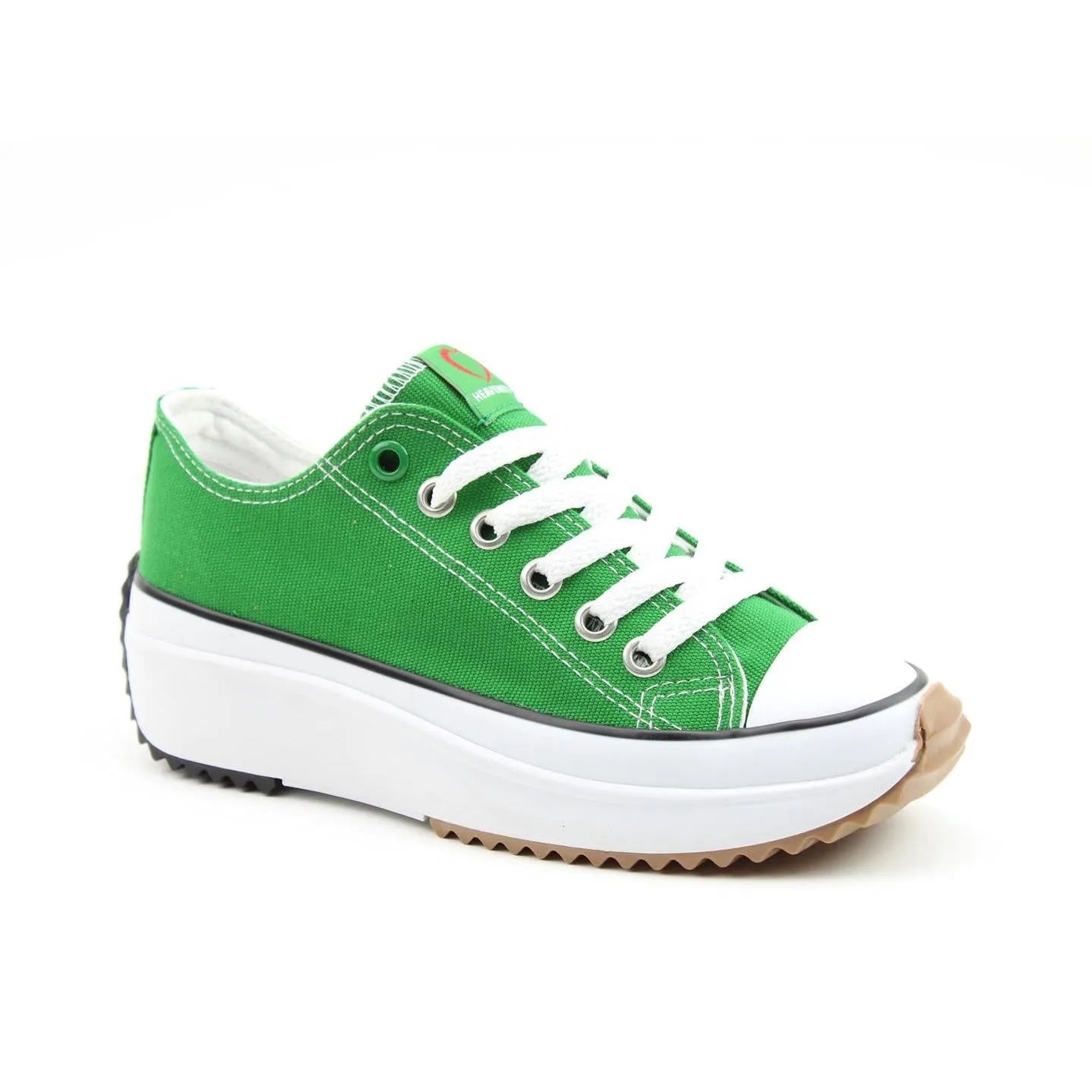 Heavenly Feet Strata Ladies Green Textile Vegan Lace Up Trainers-elevate your sole