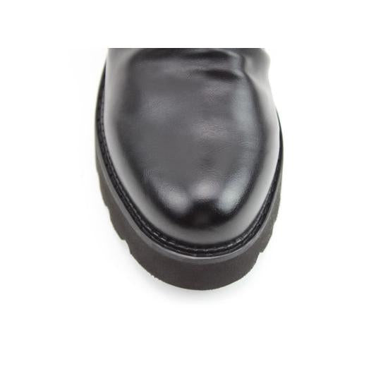 Black vegan side-zip ankle boots with chunky sole from Heavenly Feet Sultan Ladies collection.
