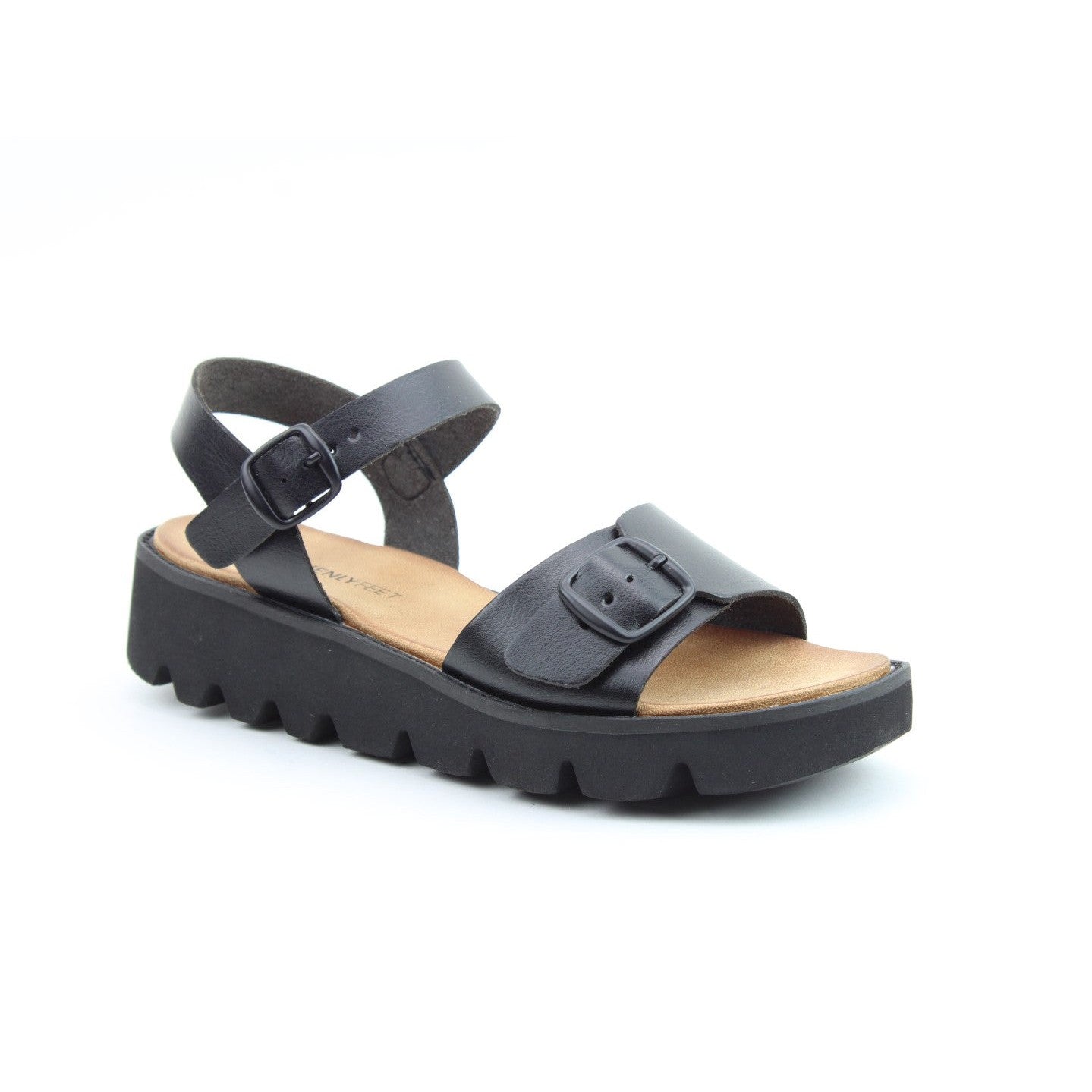 Heavenly Feet Trudy Ladies Black Vegan Buckle Sandals-elevate your sole
