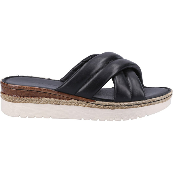 Hush Puppies Samira Ladies Black Leather Slip On Sandals-elevate your sole