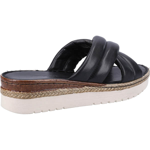Hush Puppies Samira Ladies Black Leather Slip On Sandals-elevate your sole