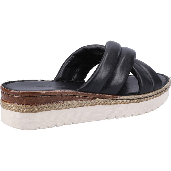 Hush Puppies Samira Ladies Black Leather Slip On Sandals-elevate your sole