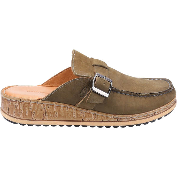 Hush Puppies Sorcha Ladies Khaki Leather Slip On Mules-elevate your sole