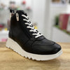 Wonders E-6714 Ladies Spanish Black & Cream Leather Zip & Lace Ankle Boots